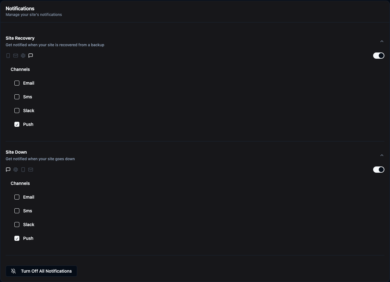 Monitor notification settings