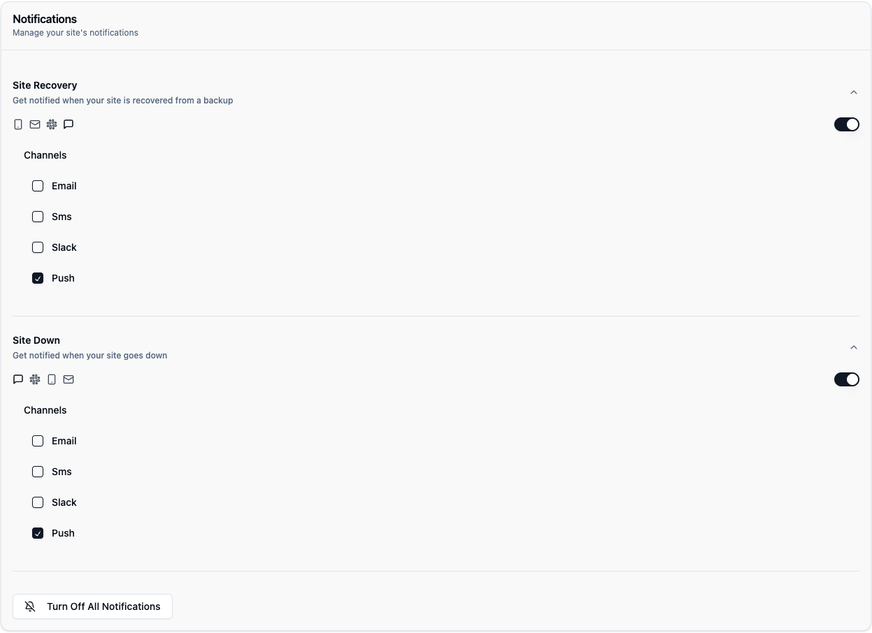 Monitor notification settings