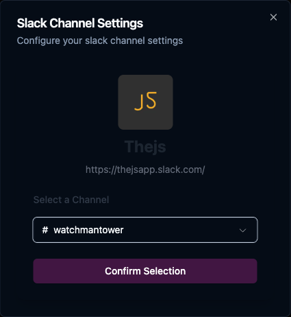 Slack channel selection