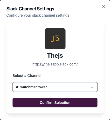Slack channel selection